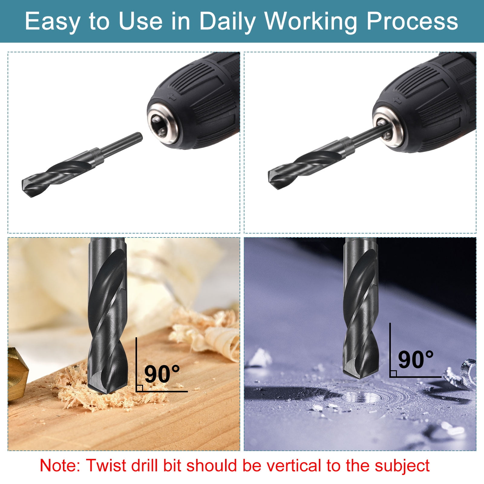 Uxcell 2pcs 21/32"  Twist Drill Bits M35 High-Speed Steel HSS Round Shank 6" Long
