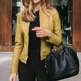 thumbnail image 1 of SJJYV Slim Fit Leather Jacket Women, Classic Moto Biker Pu Autumn & Winter Basic, 1 of 5