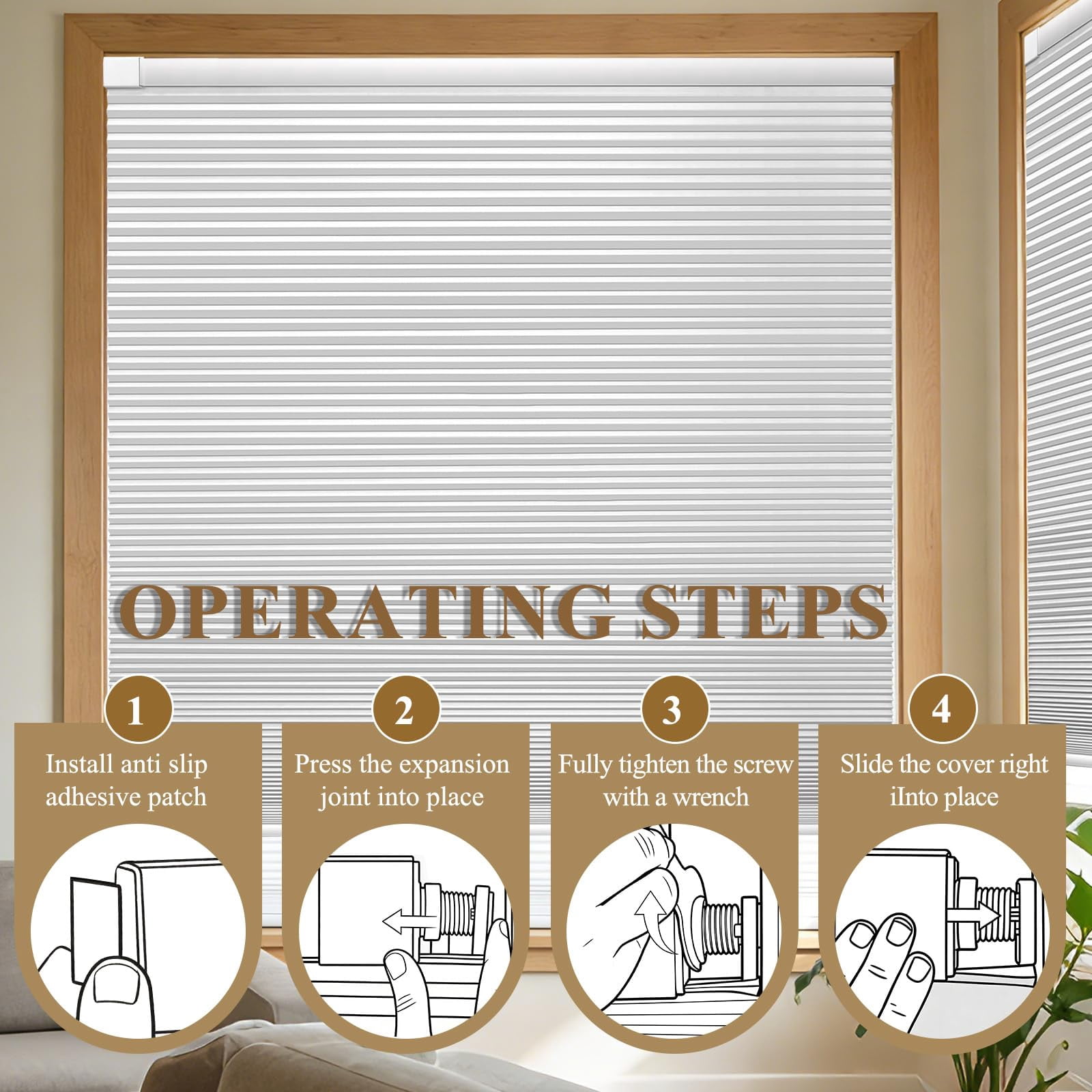 No Drill Cordless Cellular Shades  Blackout Honeycomb Blinds Thermal Insulated & Noise Reducing Window Coverings For Bedroom Kitchen Living Room.blackout-white 15" W*36" H