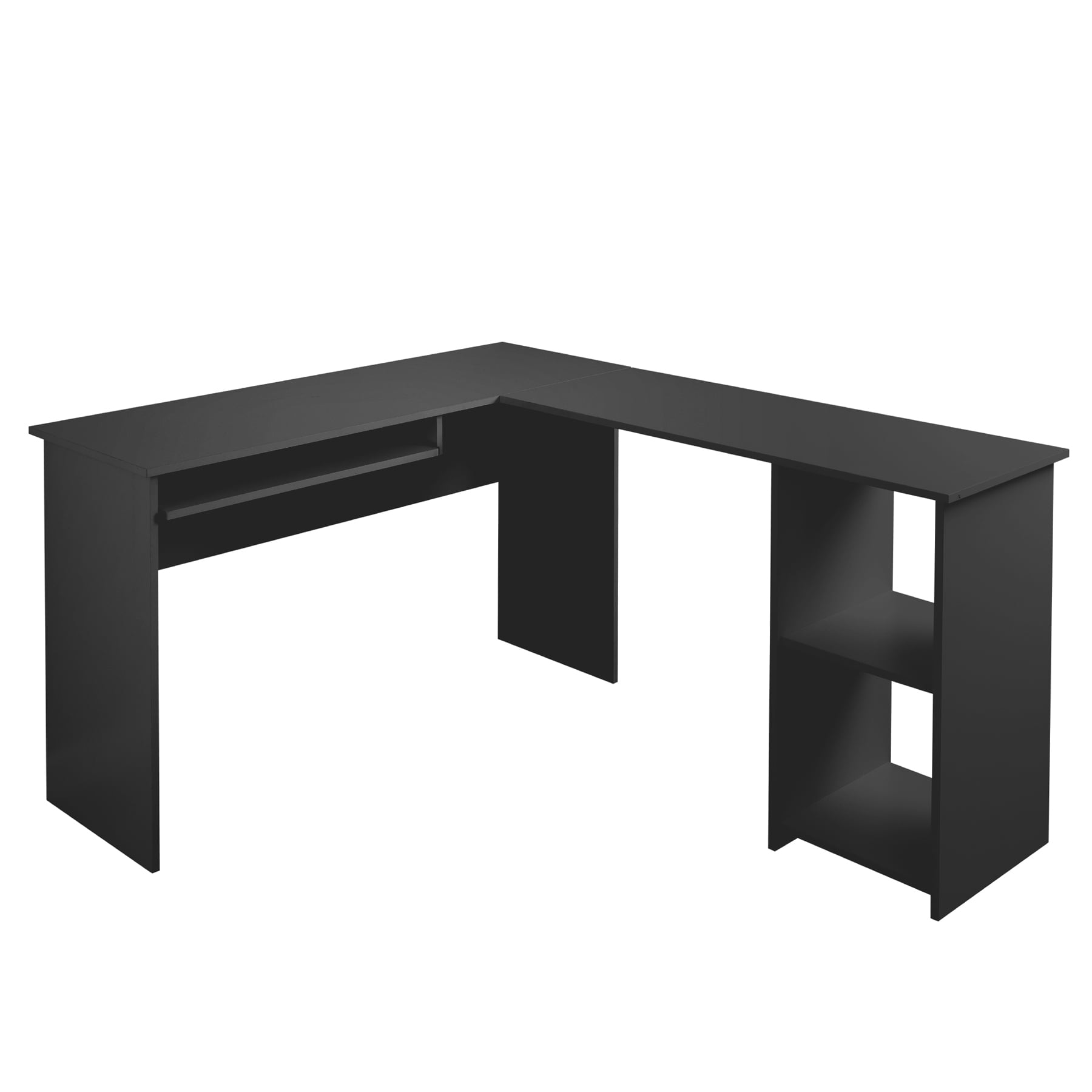 Fineboard L Shaped Office Corner Desk 2 Side Shelves Black