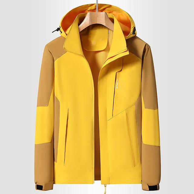 LOVZFMLL Jackets for Women Solid Rain Jacket Outdoor Hooded Raincoat Windproof Top
