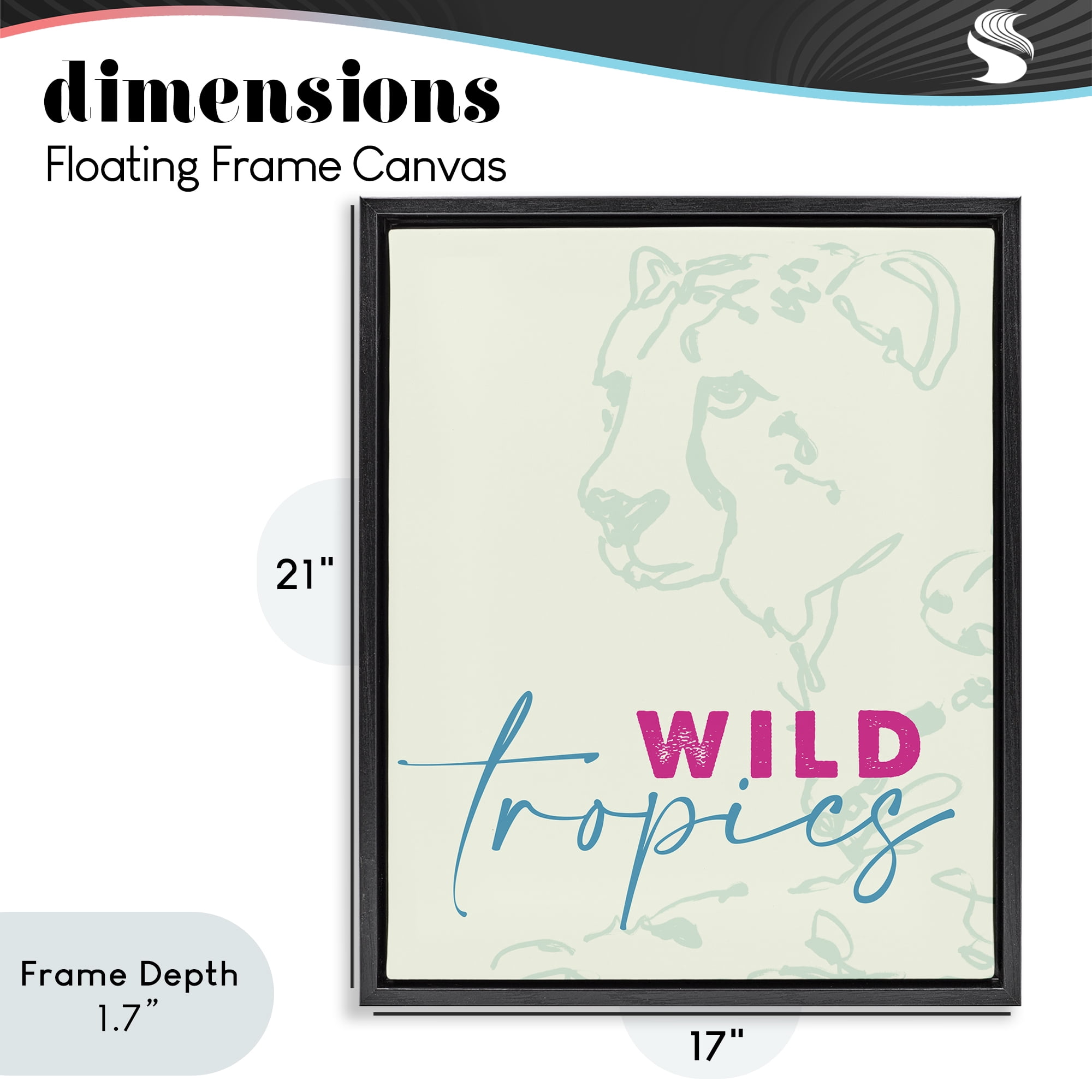 Stupell Industries Wild Tropics Cheetah Black Framed Floater Canvas Wall Art, design by Lanie Loreth