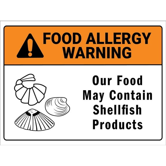 Food Allergy Warning Shellfish Products Sign Metal Tin Sign 8x12 Inches Caution Danger Safety Security Warning Notice Signs