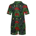 thumbnail image 4 of Ruimatai Women Christmas Print Pajama Set Short Sleeve Button Down Top with Shorts Soft Polyester Casual Loungewear Homewear, 4 of 5