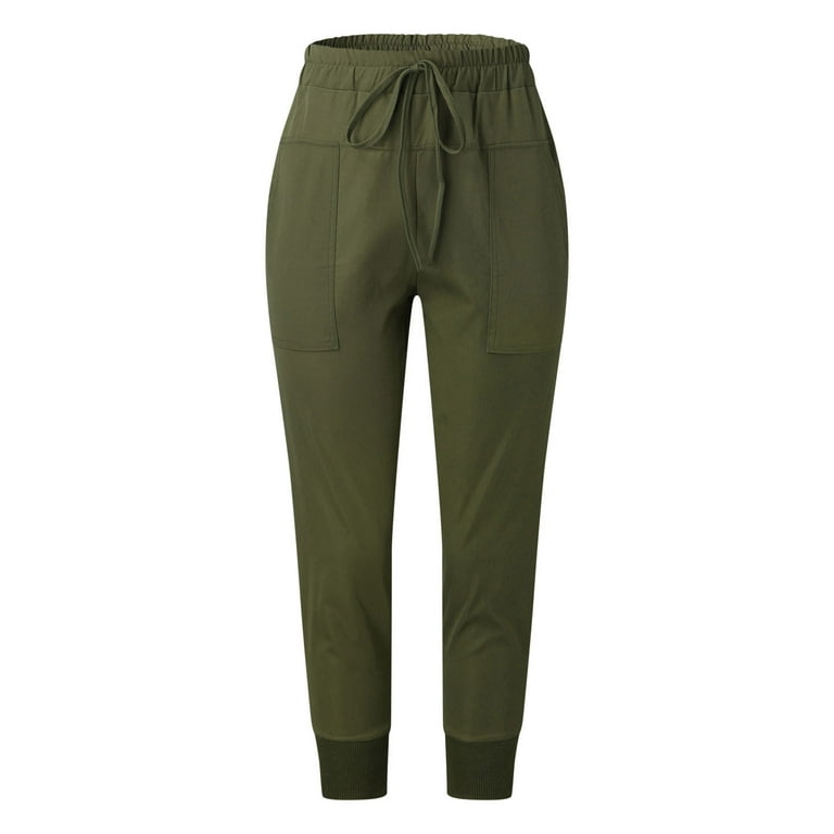 ketyyh chn99 Womens Pants Women s High Waisted Flap Pocket Solid Jogger Cargo Pants with Chain Walmart