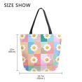 thumbnail image 5 of FORMRS Womens Canvas Tote Bag with Zipper Inner Pocket Shoulder Handbag, Pink Checkered Daisy, 5 of 7