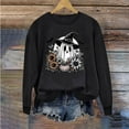 thumbnail image 2 of LYEAA Halloween Womens Sweatshirt Long Sleeve Crew Neck Regular Ribbed Cuff Casual Wear Ghost Holiday Clothes Black S, 2 of 5