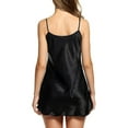 thumbnail image 4 of XINC Clothing Womens Nightgown Sleeveless Mini Nightdress Silk Underwear Sleepwear V Neck Racerback Sleep Dress Polyester Black L, 4 of 7