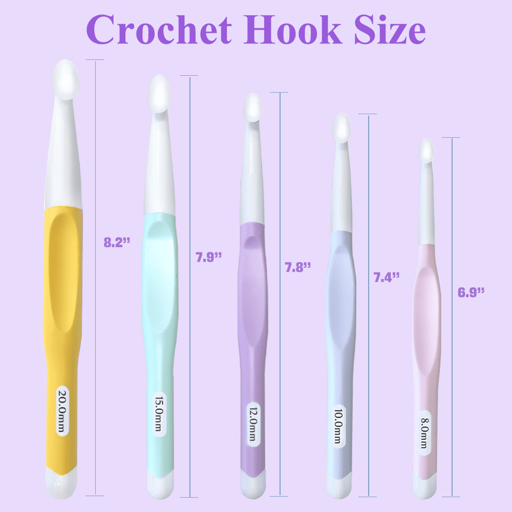 Large Crochet Hooks 8.0mm 10.0mm 12.0mm 15.0mm 20.0mm,Big Crochet Hooks,Yarn Needles with Ergonomic Handle