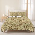 thumbnail image 3 of Twin Quilt Set 68''x86'', Beige Brown Green Lightweight Summer Bedspread Coverlet Set with 2 Pillow Shams, Retro Botanical Abstract Art Breathable All Season Quilt Bedding for Dorm/Bedroom, 3 of 9
