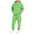thumbnail image 4 of GiLiling Hoodie Sweatsuit Set for Boys Girls 2 Piece Hooded Sweatshirt Jogger Sweatpants Tracksuit Kids Athletic Solid Outfits (Green, 7-8 Years), 4 of 8