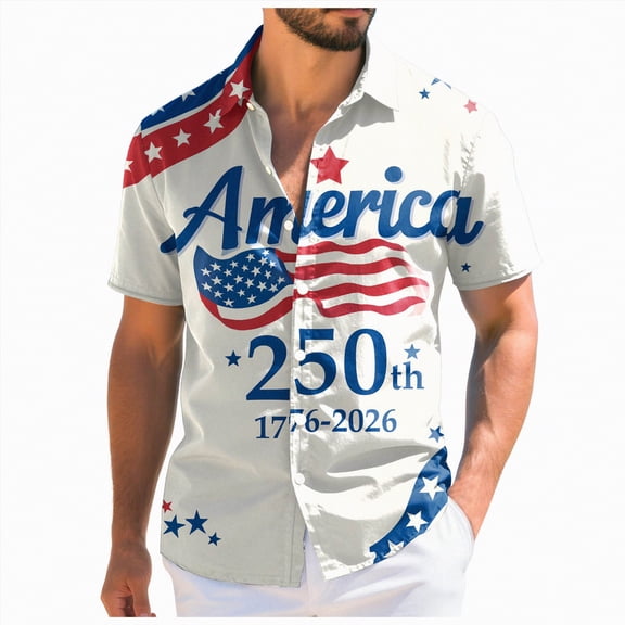 mgoYE 250th US Button Shirt 250 Year Birthday Independence Button Shirt for Men United States 250 Years Since 1776 2026 V Neck Tshirt America 250th Anniversary T Button Shirt(Light Gray,6XL)
