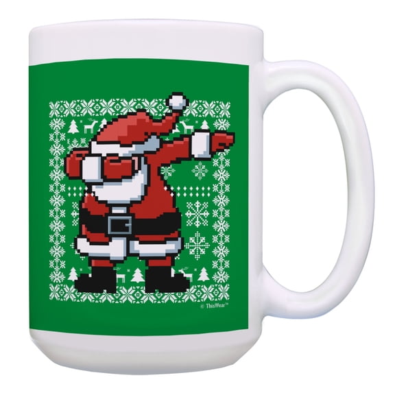 ThisWear Christmas Presents Dabbing Santa Claus Mug Funny Santa Cup Xmas 15oz Coffee Mug Green