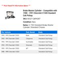thumbnail image 2 of Brake Master Cylinder - Compatible with 1988 - 1991 Chevy C1500 Standard Cab Pickup 1989 1990, 2 of 2