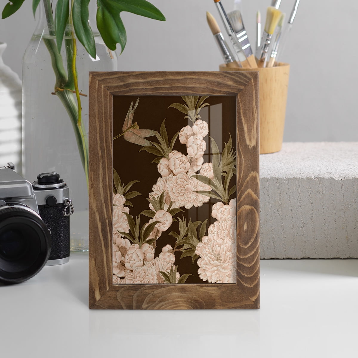 Asian Brocade III - Framed Print w/glass - Walnut
