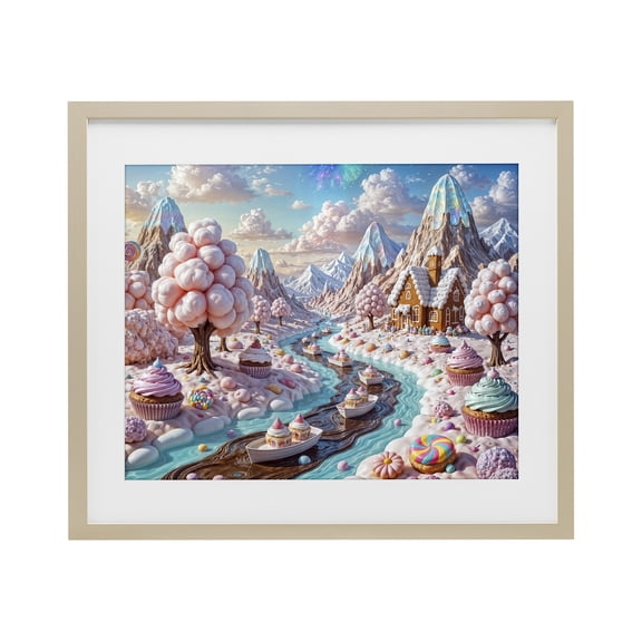 Stupell Industries Contemporary Dreamlike Candy Land Whimsy Birch Framed Print Under Glass, 21 x 17, by Tabz Jones
