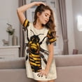 thumbnail image 3 of Fotbe Honey Bee Bata de Dormir para Mujer con Estampado, Camisón de Algodón de Manga Corta, Ropa de Dormir Casual, 3 of 6