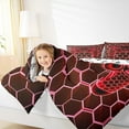 thumbnail image 4 of Manfei Modern Gamepad Full Size Comforter Sets,Game Console Bedding Comforter Set,Red Geometric Hexagon Bedding Sets For Men Women,Breathable Home Decor Reversible,3-Piece, 4 of 8
