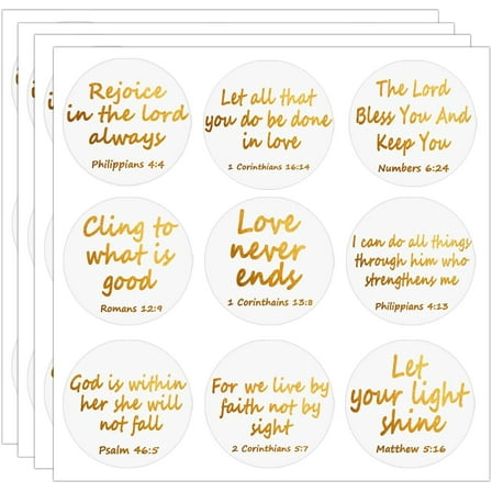Jesus Faith Stickers 1.5inch Bible Verse Gold Foil Decals Christian Religious Inspirational Stickers Bible Quote Labels 120Pcs