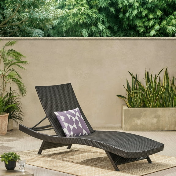 Outdoor Patio Chaise Lounge Chair Adjustable Wicker Chaise Lounge for Outside Sun Lounger