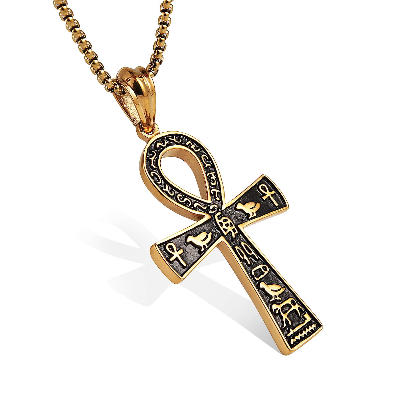 HZMAN Stainless Steel Large Ankh Cross Pendant Ancient Egyptian