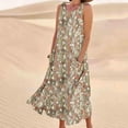 thumbnail image 3 of Vestido de Verano para las Mujeres sin Mangas Lino-Look Impreso Maxi, Suelto Fluido Y Vestido Sexy de Moda para las Mujeres, 3 of 4