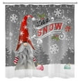 thumbnail image 3 of HVEST Let It Snow Shower Curtain,Gnome with Red Santa Hat and Christmas Balls in the Snow Bathroom Shower Curtain Winter Snow Polyester Fabric Decor Curtain with Hooks, 69X70 inch, 3 of 6
