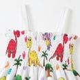 thumbnail image 6 of ATOGUTA Girls Summer Dresses Casual Beach Party Dinosaur Print Spaghetti Straps Sundress with Hat White, Size 3M-3T, 6 of 7