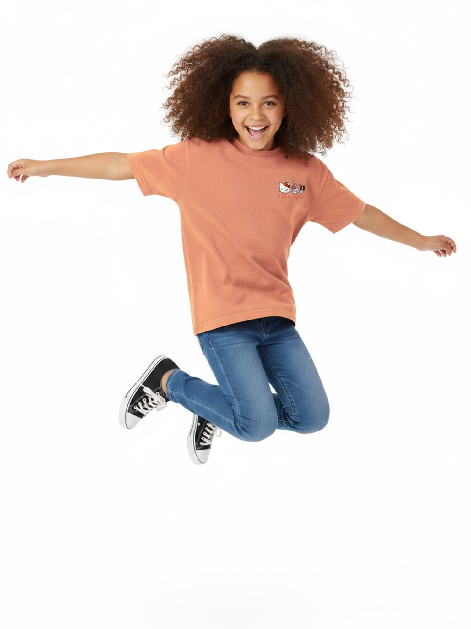 Hello Kitty and Friend’s Girl’s Boxy Halloween Crewneck Tee with Short Sleeves, Sizes 4-16