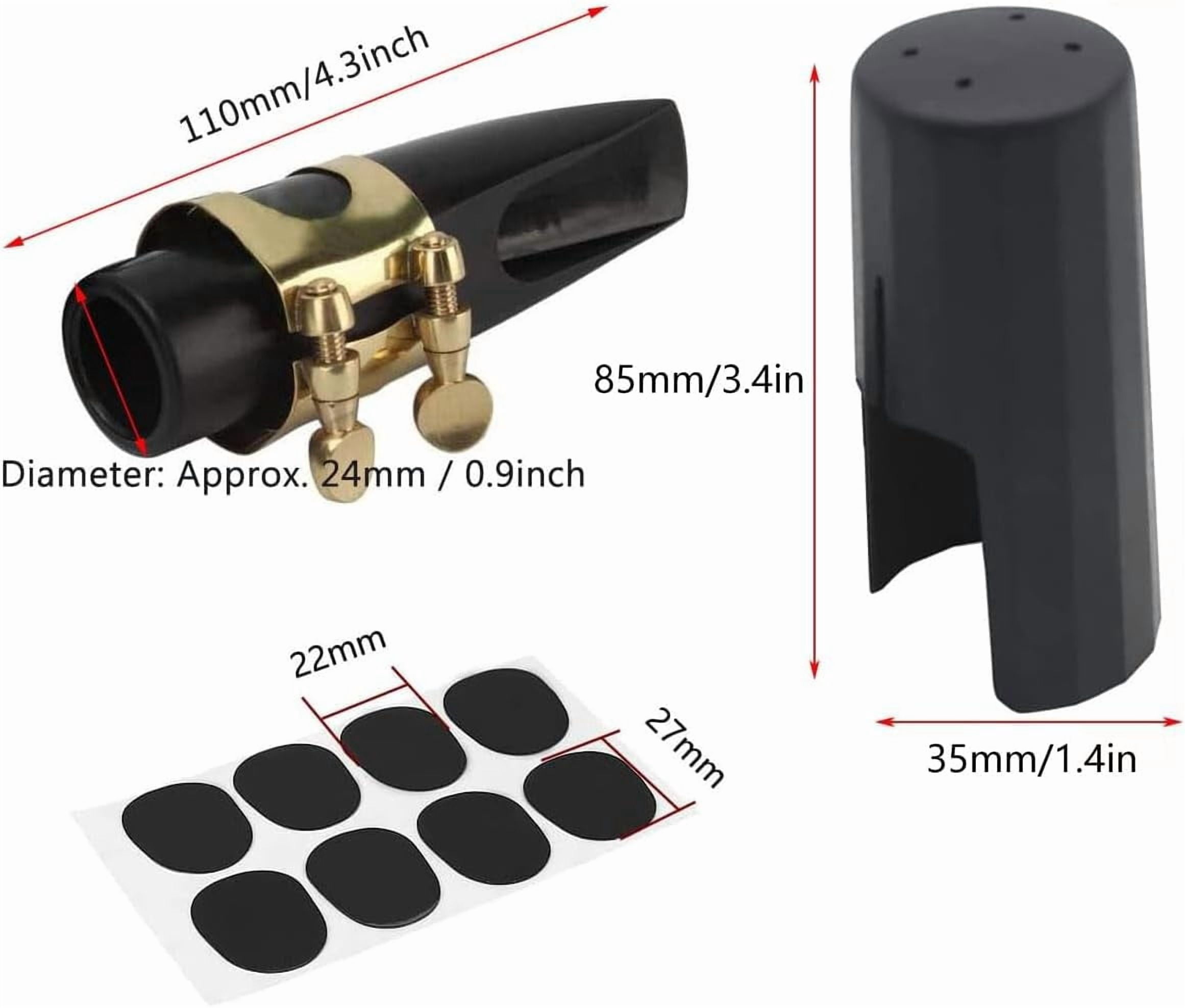 Tenor Sax Mouthpiece Kit Includes Saxophone Mouthpiece, Brass Ligature Fastener, Plastic Cap 2.5 Reed and Cushions Pads Fit for Tenor Sax Parts and Accessories 26 Pieces