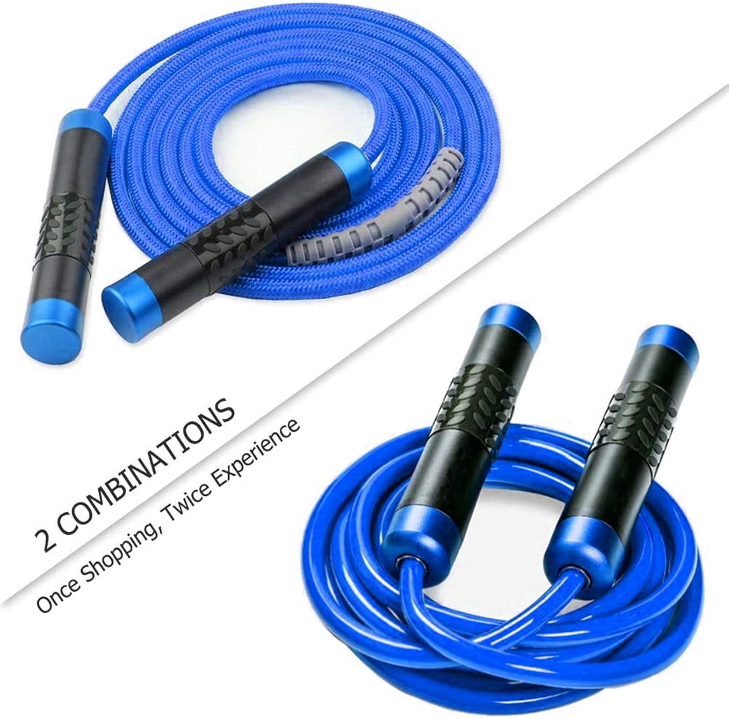 Weighted Jump Rope for Fitness Workouts (1 lb), Tangle-Free Ball Bearing Fast Jump Rope for Weight Loss, Aluminum Handles, Adjustable Length