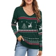 thumbnail image 2 of Uvplove V Neck Christmas Ugly Sweater for Women Knit Pullover Christmas Sweaters,US Size S-2XL In Christma Green, 2 of 11