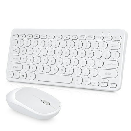 AuroraX Wireless Keyboard and Mouse Set Wireless Keyboard Mouse Combo White Ergonomic Portable Silent Multi-Device Computer Accessories for Desk