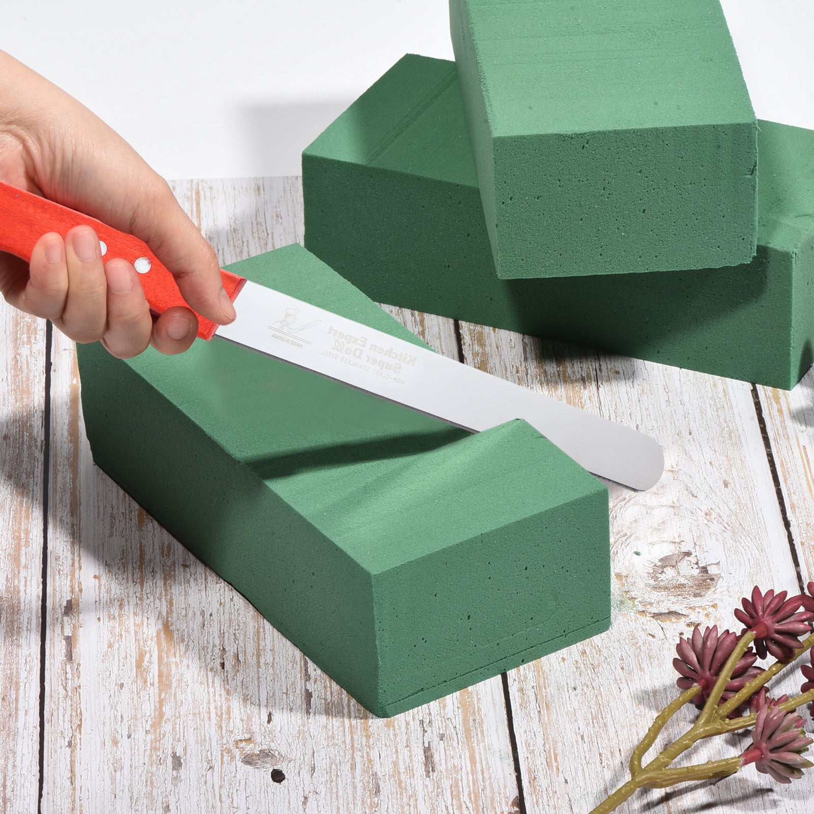 Floral Foam Knife, 3 Pcs 32.5, 37.5, 42.5 x 3.1CM Florist Professional Cutting Knife for Flower Foam Block Cake, Wooden Handle
