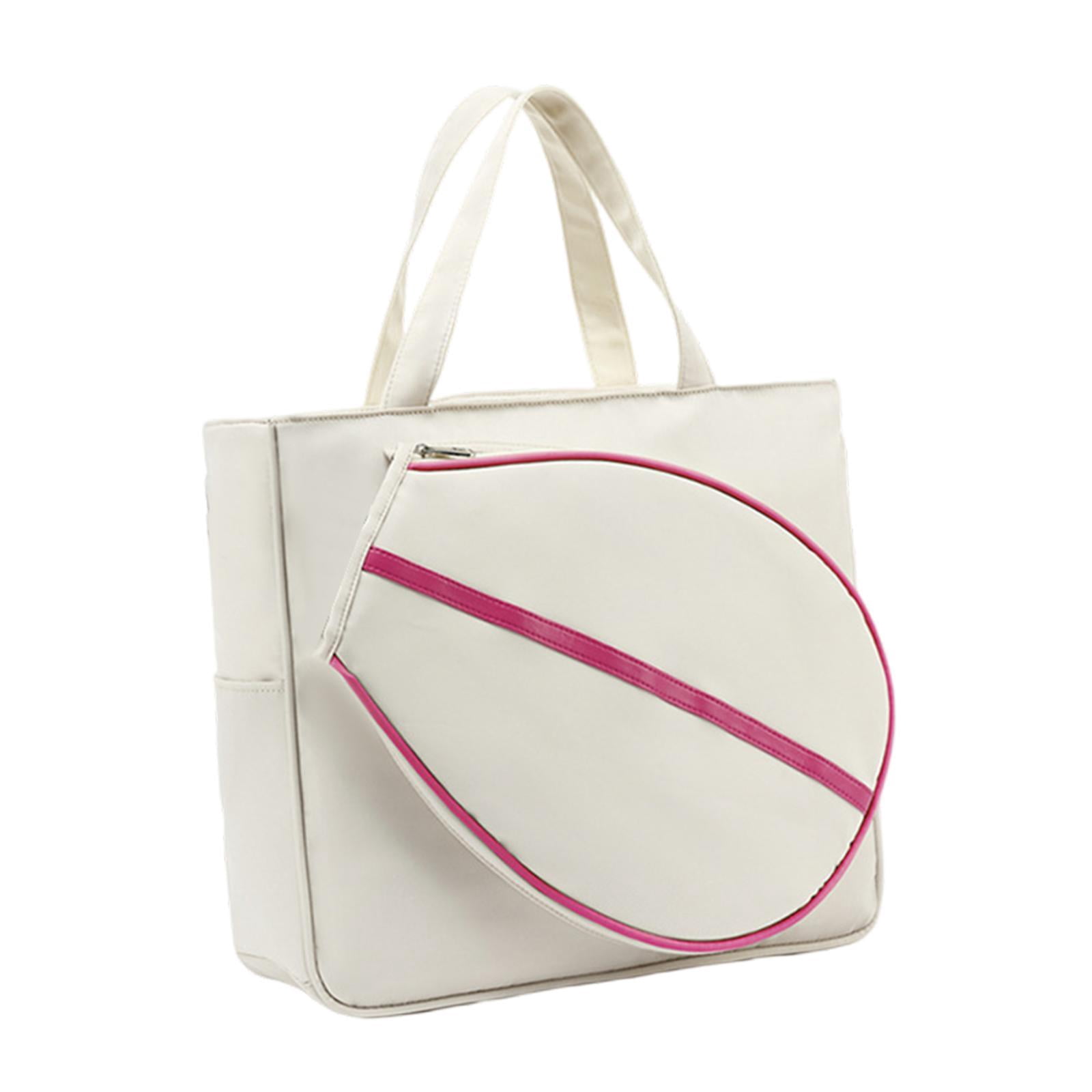 Baoblaze Tennis Tote Bag Fitness Large Detachable Racquet Cover Duffle Bag Racket Bag white