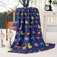 thumbnail image 2 of DarkBlue Dinosaurs with Shapes Pattern Blanket,Comfortable Soft Flannel Throw Blanket,All Season,Warm Lightweight Blankets for Sofa Bed Couch Living Room Chair,60"x80", 2 of 4