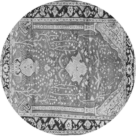 Ahgly Company Indoor Round Medallion Gray Traditional Area Rugs, 4' Round