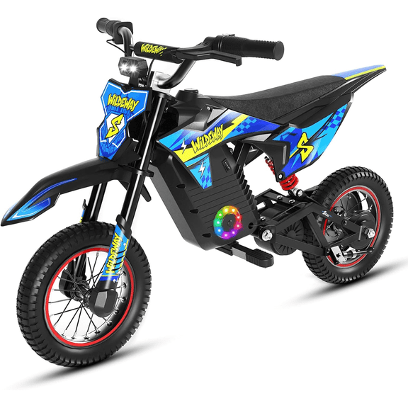 Wildeway 12 Inch Electric Dirt Bike for Kids Ages 3-10, 300W Motor, Mini Electric Balance Bike, Up to 15.5 MPH, Lightweight Frame for Outdoor Riding