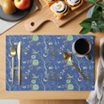 thumbnail image 2 of Botanical Blue Placemats Set of 8, Vintage Flower Butterfly Abstract Bird Placemats for Dining Table, Place Mats for Kitchen Tabletop, Waterproof Wipeable Dining Table Mats Set, 2 of 9