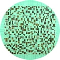 thumbnail image 1 of Ahgly Company Machine Washable Indoor Round Solid Turquoise Blue Modern Area Rugs, 7' Round, 1 of 4