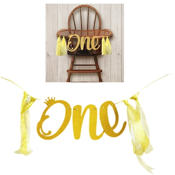 DECORNIJIA first birthday high chair banner Paper Flag for Baby 1st Birthday Party 1Set