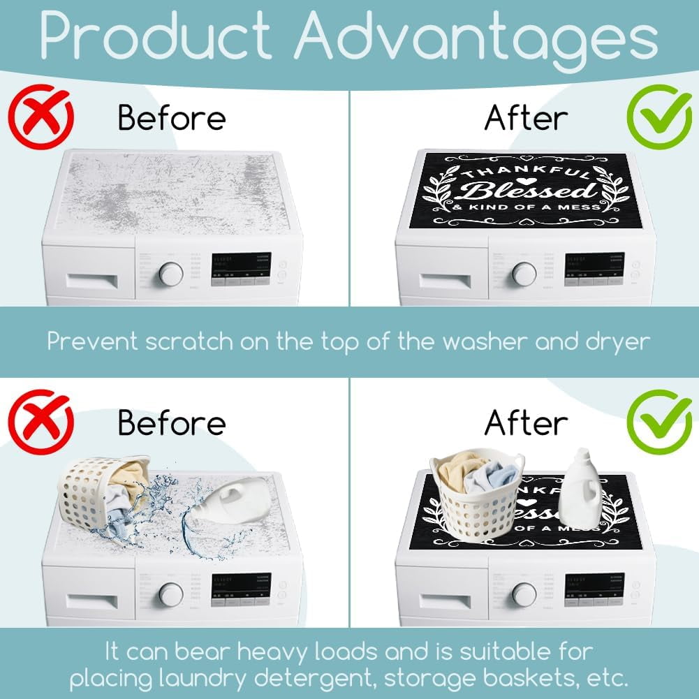 Leaf Blessing Washer Dryer Dust Cover 23.6×19.7inch Leaf Washing Machine Top Protector Pads Non Slip Washing Machine Top Covers Multi-color