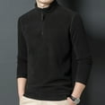 thumbnail image 2 of SWSMCLT Men's Long Sleeve Fleece Sweatshirt Solid Slim Fit Half Zip Up Tshirt Mock Neck Fall Top Winter Warm Pullover Fall Shirt Thermal Soft Casual Outdoor Black 44, 2 of 2