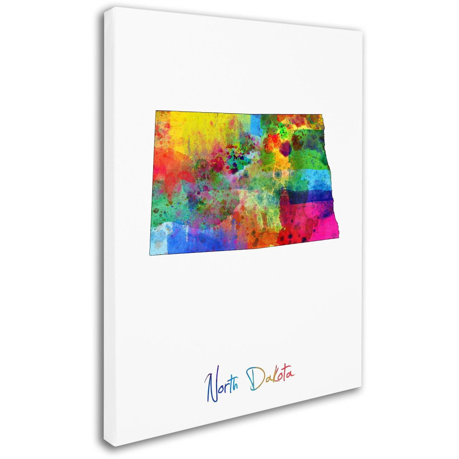 Trademark Fine Art "North Dakota Map" Canvas Art by Michael Tompsett