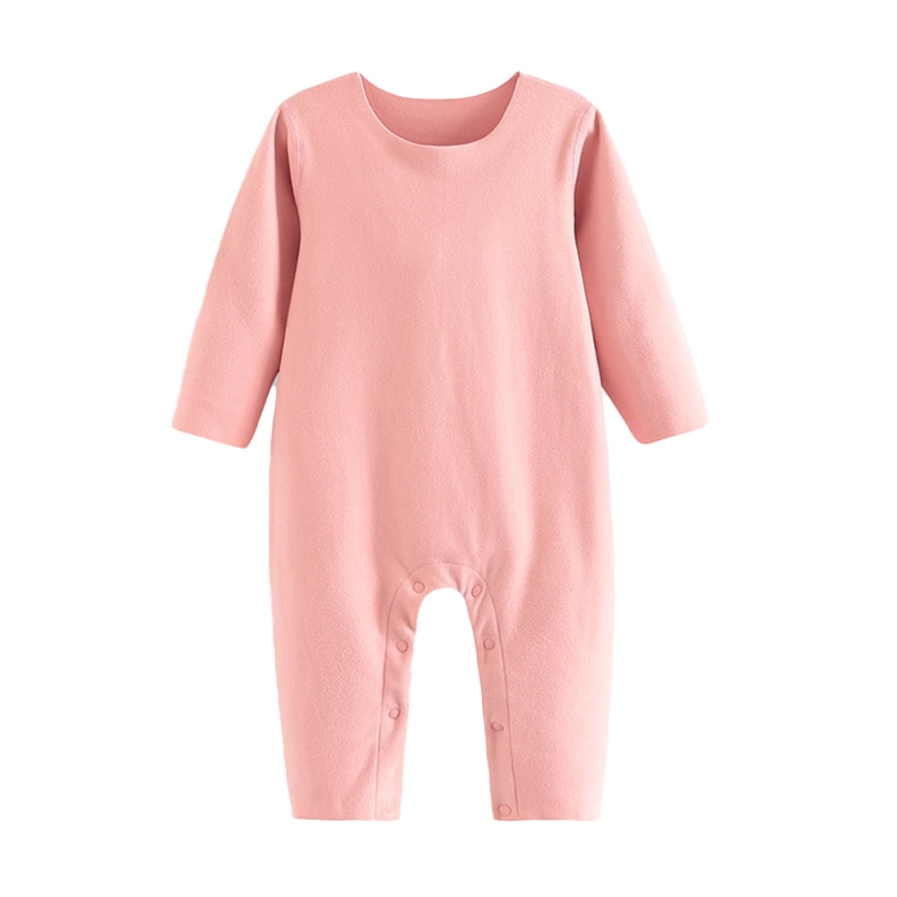 Esaierr Newborn Baby Boys Girls Solid Color Bodysuit Romper Unisex Infants Fall Winter Jumpsuits Outfit Clothes Cotton Pajamas Set for 2-24 Months