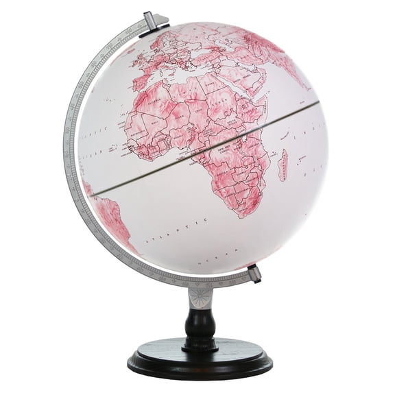 10-Inch World Globe with Wooden Base, Desktop Educational Geographic Globe with Metal Meridian, Classic World Map Decor for Home, Office & Classroom