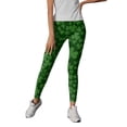 thumbnail image 4 of MKLEKYY Leggings para mujer, pantalones verdes con estampado de buena suerte de Paddystripes para mujer, leggings ajustados para yoga, correr, gimnasio, 4 of 4