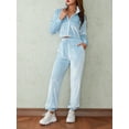 thumbnail image 5 of KelaJuan Women 2 Piece Pants Set Casual Velvet Solid Color Long Sleeve Zipper Sweatshirt and Drawstring Pants Outfits Loungewear, 5 of 6