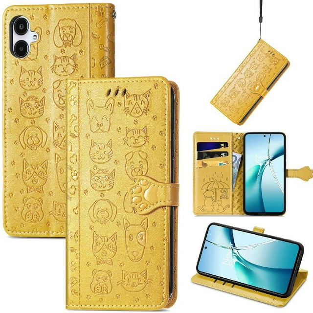Funda Cartera FOXDOCK para Samsung Galaxy A07 , Flip PU con Relieve de Gatos y Perros, Tarjetero y Soporte