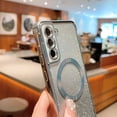 thumbnail image 5 of for Samsung Galaxy S22 Plus Magnetic Gardient Glitter Phone Case Compatible with Magsafe Luruxy Plating Cute Bling Clear Cover for Women Soft Shockproof Bumper for Galaxy S22+ 6.6" (Silver), 5 of 10